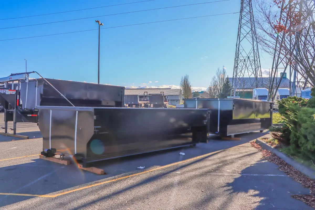 Roll-off dumpster ready for waste disposal at job site for Construction Dumpster Rental in Upper Mount Bethel